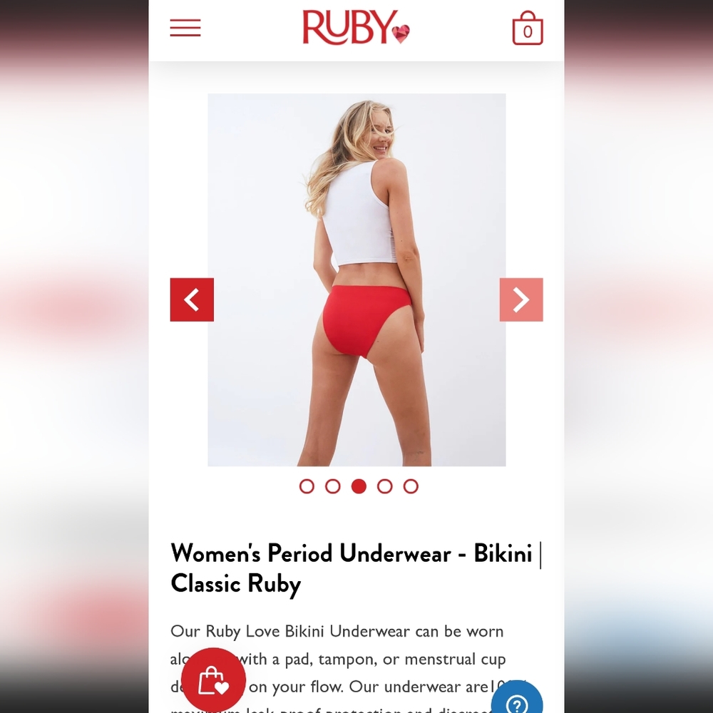 ✨2 for $10✨ Ruby Period Underwear - Red
